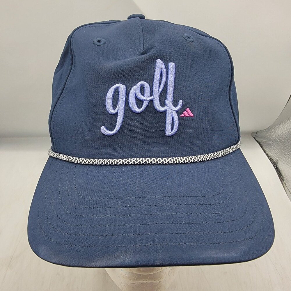 Adidas Womens Blue 5 Panel Golf Script Hat Cap Athletic Outdoors Casual Comfort